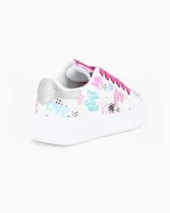 MISS GLOBO - Scarpa sneakers bianca da bambina con lacci fucsia