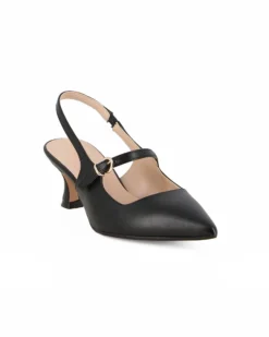 MISS GLOBO - Slingback nera con cinturino superiore, tacco 6CM, MADE IN ITALY