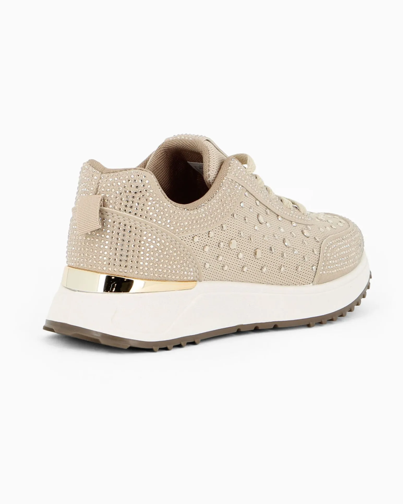 MISS GLOBO - Sneakers beige con lacci e strass