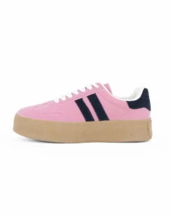 MISS GLOBO - Sneakers rosa scamosciata con lacci, fondo 3,5CM