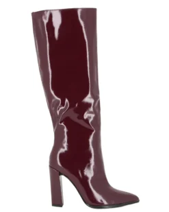 MISS GLOBO - Stivale bordeaux a punta in vernice, tacco 10CM