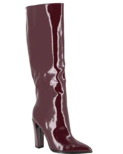 MISS GLOBO - Stivale bordeaux a punta in vernice, tacco 10CM