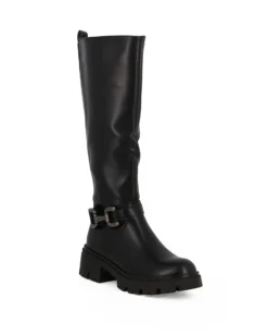 MISS GLOBO - Stivale nero con gambale elasticizzato e zip laterale, tacco 5cm