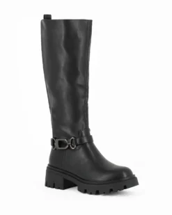 MISS GLOBO - Stivale nero con gambale elasticizzato e zip laterale, tacco 5cm