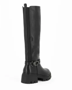 MISS GLOBO - Stivale nero con gambale elasticizzato e zip laterale, tacco 5cm