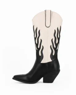 MISS GLOBO - Stivale texano beige e nero