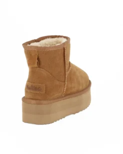 MISS GLOBO - Stivaletto camel in VERA PELLE con pelliccia interna