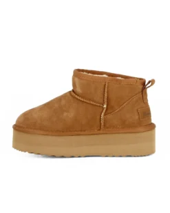 MISS GLOBO - Stivaletto camel in VERA PELLE con pelliccia interna
