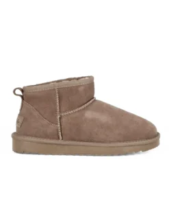 MISS GLOBO - Stivaletto taupe in VERA PELLE con pelliccia interna