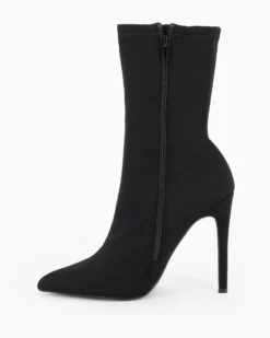 MISS GLOBO - Tonchetto nero a punta in lycra con zip laterale, tacco 11CM