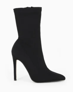 MISS GLOBO - Tonchetto nero a punta in lycra con zip laterale, tacco 11CM