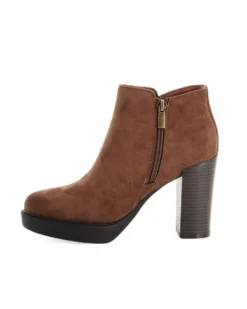 MISS GLOBO - Tronchetto khaki scamosciato con zip laterale, tacco 9,5CM