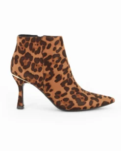 MISS GLOBO - Tronchetto leopardato scamosciato a punta con zip laterale, tacco 8CM