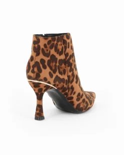 MISS GLOBO - Tronchetto leopardato scamosciato a punta con zip laterale, tacco 8CM