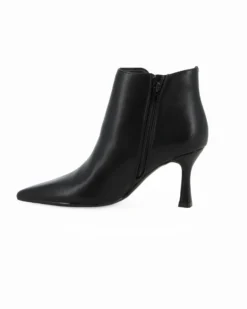 MISS GLOBO - Tronchetto nero a punta con zip laterale, tacco 8CM