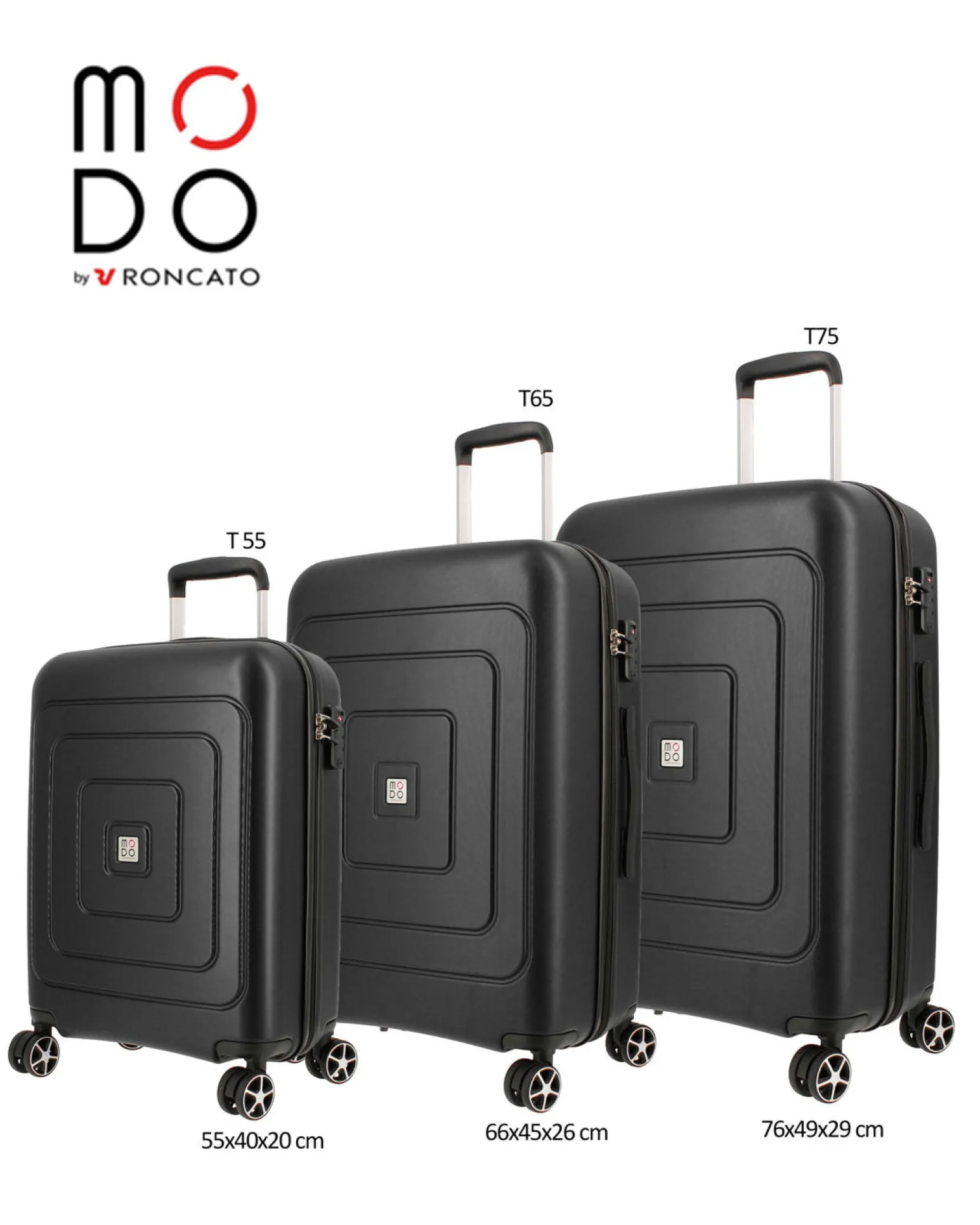 MODO BY RONCATO - TROLLEY ABS NERO 4 RUOTE CON COMBINAZIONE TSA