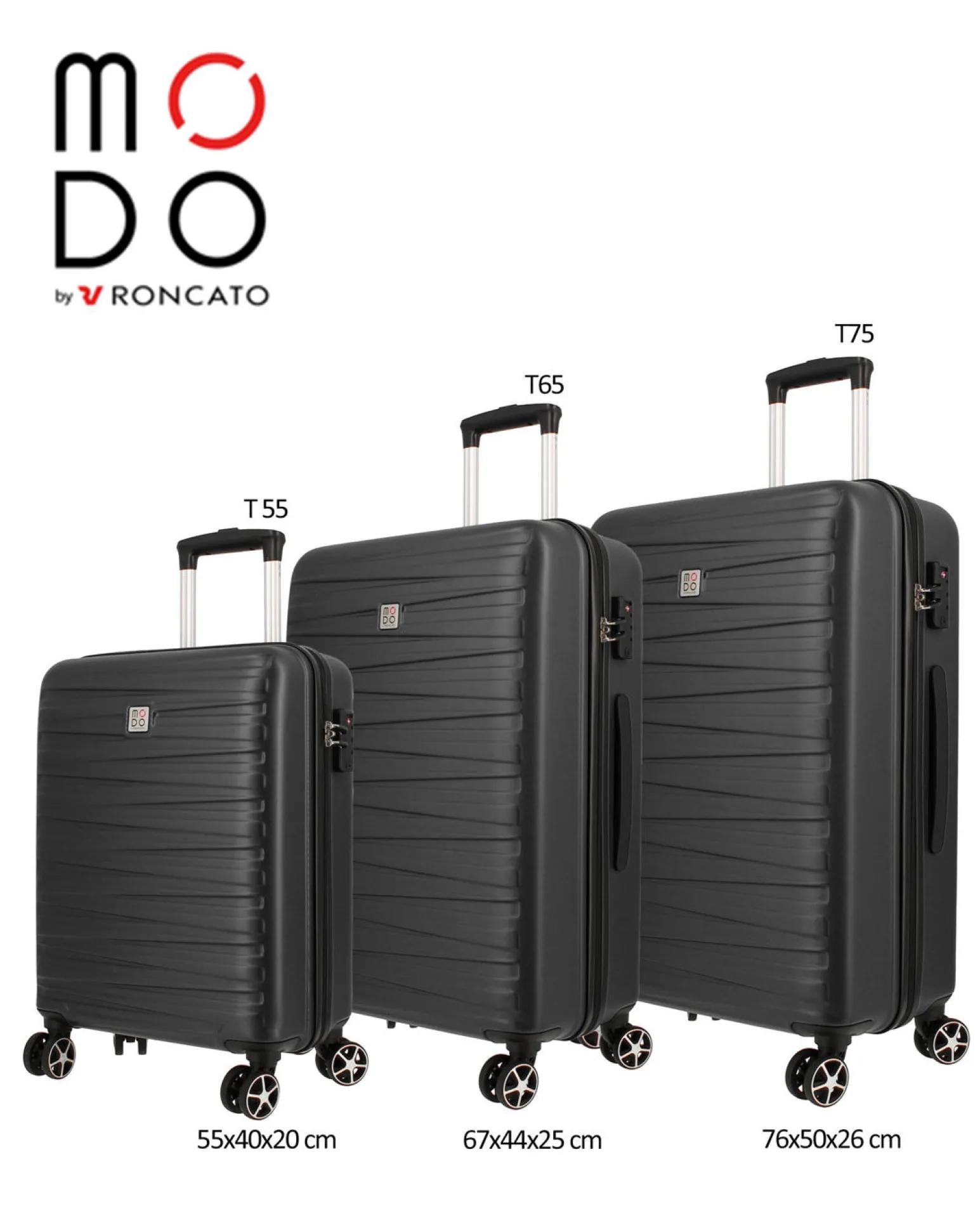 MODO BY RONCATO - TROLLEY ABS NERO 4 RUOTE CON COMBINAZIONE TSA