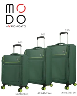 MODO BY RONCATO - TROLLEY VERDE IN TESSUTO CON LUCCHETTO TSA