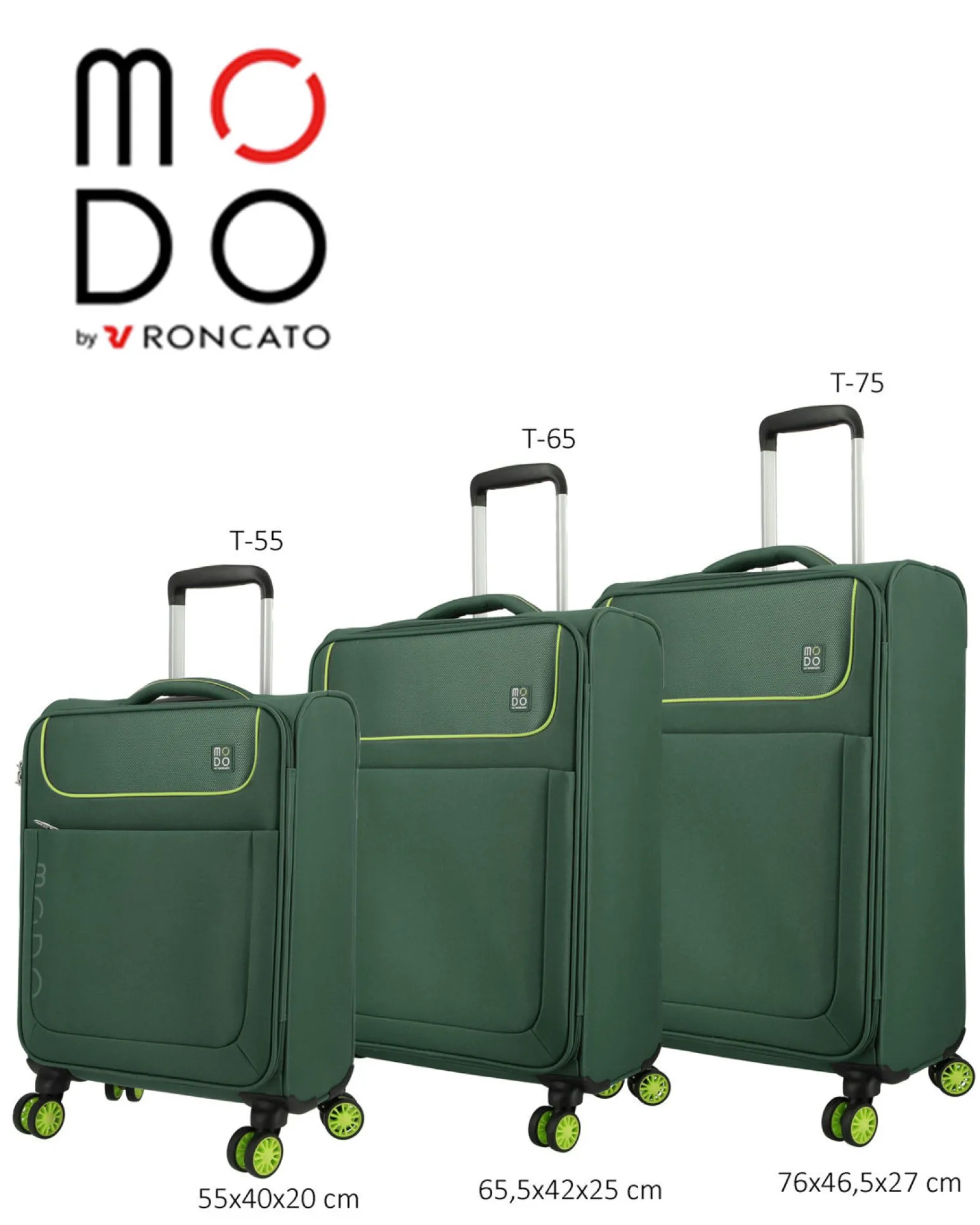 MODO BY RONCATO - TROLLEY VERDE IN TESSUTO CON LUCCHETTO TSA
