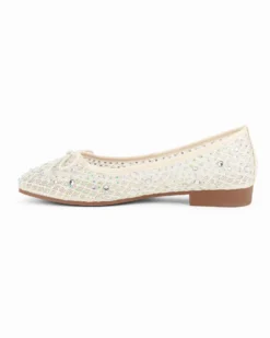 MY JEWELS - Ballerina panna traforata con fiocco e strass
