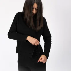MY JEWELS - FELPA DONNA GIROCOLLO NERO CON DUE ZIP
