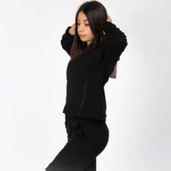 MY JEWELS - FELPA DONNA GIROCOLLO NERO CON DUE ZIP