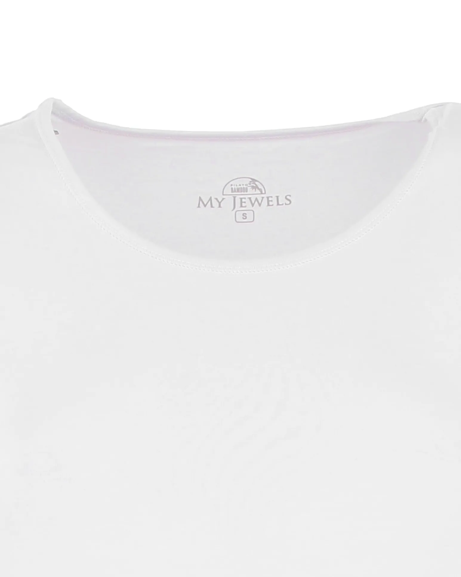 MY JEWELS - T-shirt girocollo bianca in filato di bamboo