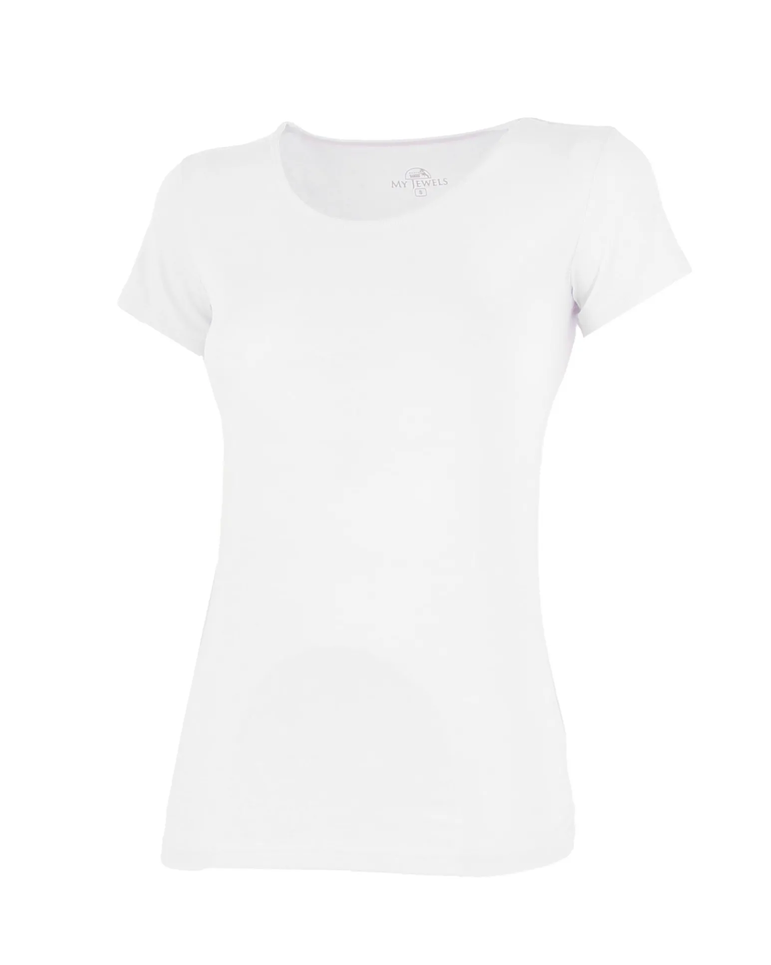 MY JEWELS - T-shirt girocollo bianca in filato di bamboo