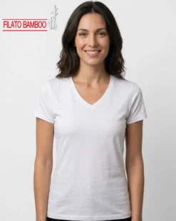 MY JEWELS - Tshirt mezza manica con scollo a V BAMBOO bianca