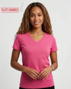 MY JEWELS - Tshirt mezza manica con scollo a V BAMBOO fuxia
