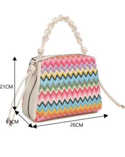NARDINI - Borsa a mano multicolor effetto paglia con tre scomparti interni e manico intrecciato, tracolla removibile