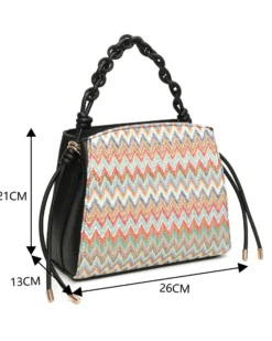 NARDINI - Borsa a mano multicolor effetto paglia con tre scomparti interni e manico intrecciato, tracolla removibile
