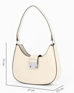 NARDINI - Borsa a spalla beige con mini pattina e tracolla removibile