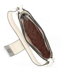 NARDINI - Borsa a spalla beige con mini pattina e tracolla removibile