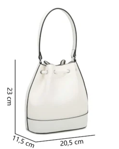 NARDINI - Borsa a spalla bianca con coulisse e tracolla removibile