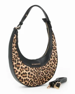 NARDINI - Borsa a spalla leopardata, tracolla removibile