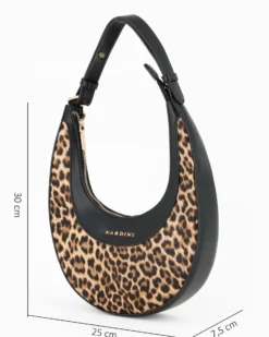 NARDINI - Borsa a spalla leopardata, tracolla removibile