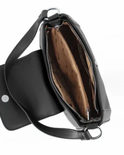 NARDINI - Borsa a spalla nera con tasca posteriore e pattina con dettaglio lucchetto, tracolla removibile
