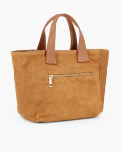 NARDINI - Borsa due manici cuoio scamosciata in VERA PELLE con tasca posteriore, tracolla removibile - MADE IN ITALY