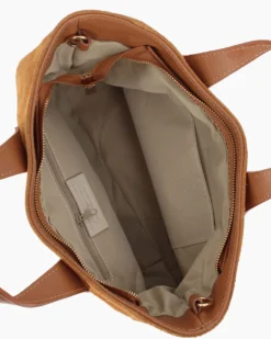 NARDINI - Borsa due manici cuoio scamosciata in VERA PELLE con tasca posteriore, tracolla removibile - MADE IN ITALY