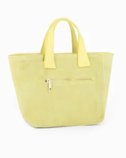 NARDINI - Borsa due manici gialla scamosciata in VERA PELLE con tasca posteriore, tracolla removibile - MADE IN ITALY