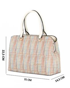 NARDINI - Borsa due manici multicolor effetto intreccio con tre scomparti principali, tracolla removibile