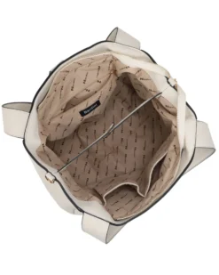 NARDINI - Borsa due manici naturale con pattina, tracolla removibile