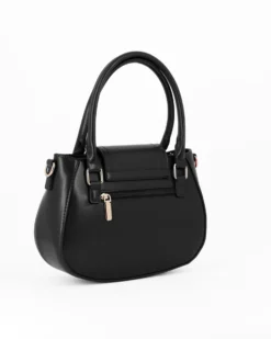 NARDINI - Borsa due manici nera con tasca posteriore e pattina con inserto metallico, tracolla removibile