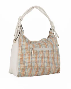 NARDINI - Borsa sacca multicolor effetto intreccio con tasca posteriore, tracolla removibile