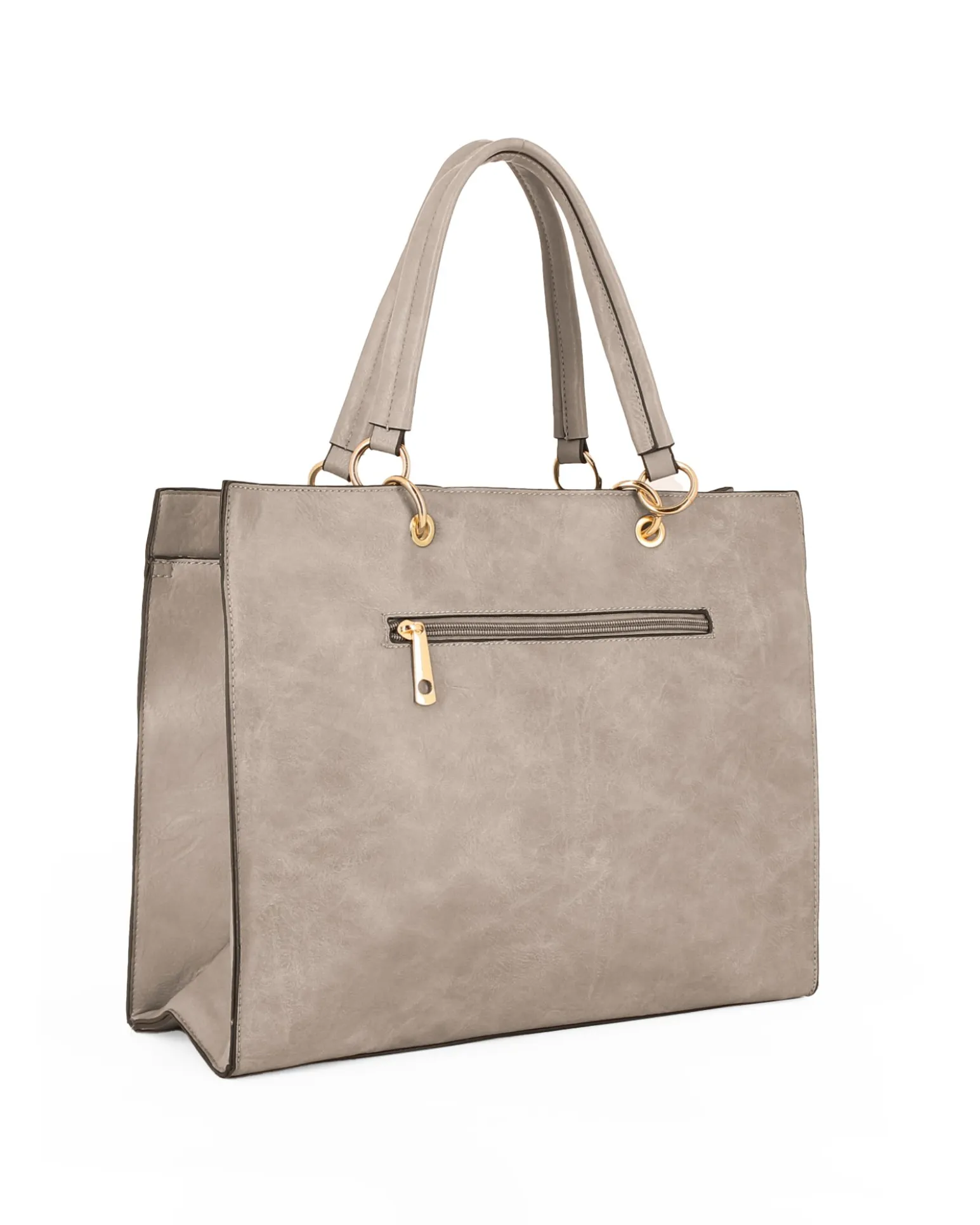 NARDINI - Borsa shopping khaki con tasca posteriore, pennacchio a frange e dettaglio rivetti