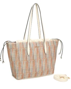 NARDINI - Borsa shopping multicolor effetto intreccio con coulisse, tracolla removibile