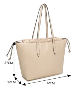 NARDINI - Borsa shopping naturale con coulisse, tracolla removibile