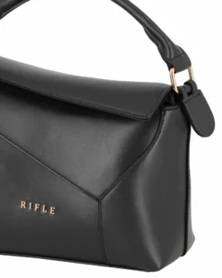 NARDINI - Borsa un manico nera con patta diagonale e tasca posteriore, tracolla removibile