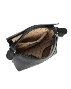 NARDINI - Borsa un manico nera con patta diagonale e tasca posteriore, tracolla removibile